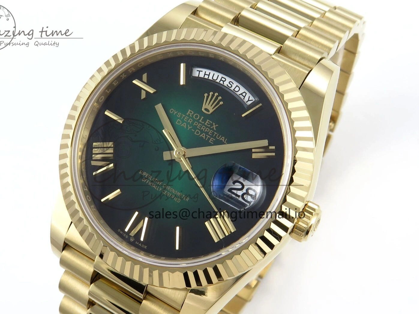 Best AAA Replica Sites Green Weight) 803 1:1 on Edition Effortless Bracelet 228238 (Gain Ombre Date President Noob Day 40 YG A2836 Roman Dial Best 1226